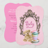 le rose barre des invitations de baby shower (Devant / Derrière)