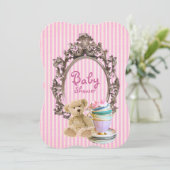 le rose barre des invitations de baby shower (Debout devant)