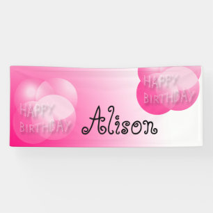 Le rose bouillonne bannière de joyeux anniversair