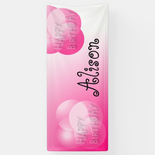 Le rose bouillonne bannière de joyeux anniversaire (Vertical)