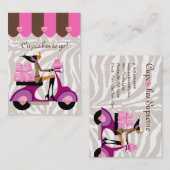 Le rose de fille de scooter de carte de visite de (Devant / Derrière)