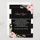 Le rose de note de carte de remerciements de baby (Devant / Derrière)