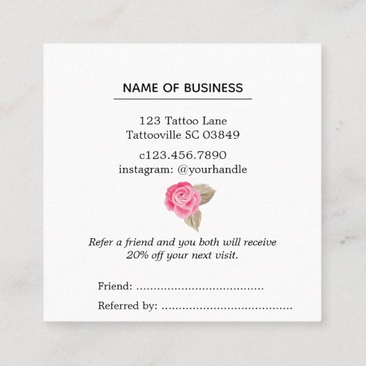 Le rose de rose se réfèrent une carte de référence (Dos)