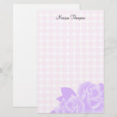 Le rose de roses pourpre pointille la papeterie (Devant / Derrière)