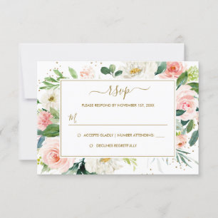 Le rose rougissent or floral d'or épousant RSVP