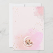 Le rose sur la lune Baby shower de l'ours Carte de (Dos)