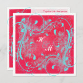 Le rouge, Aqua, blanc tourbillonne faire-part de (Devant / Derrière)