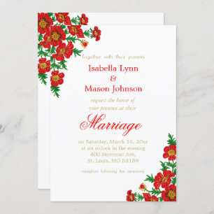 Le rouge élégant de pavot fleurit le faire-part de