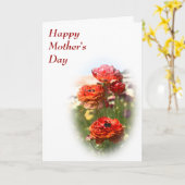 Le rouge fleurit la carte du jour de mère (Fleur jaune)