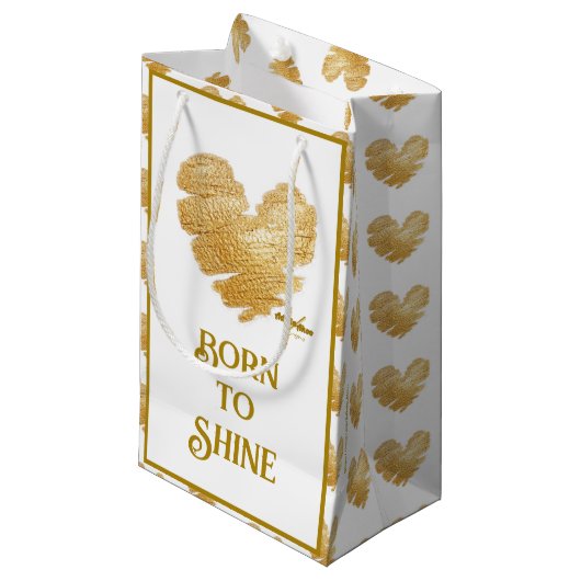 Le sac cadeau Borto Shine White et Gold Small (Devant Angle)