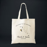 Le sac Fourre-tout d'accueil de mariage de<br><div class="desc">Sac de cadeau d'accueil de week-end de mariage pour hors des invités de ville à votre mariage,  comportant l'image des Bahamas,  avec le coeur d'or.  Remplissez fourre-tout de vos sucreries préférées.</div>