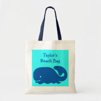 Le sac heureux mignon de plage de baleine bleue