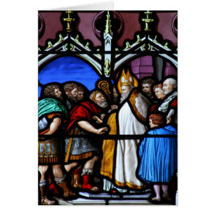 Le saint Ambrose confronte l'empereur Theodosius