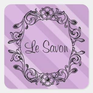 Le Savon Lavender Striped Square Stickers/Labels Vierkante Sticker