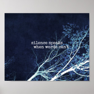 le silence parle affiche de motivation en bleu