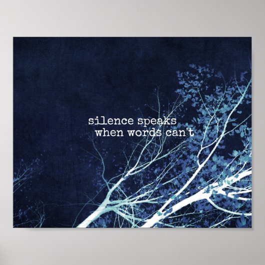 le silence parle affiche de motivation en bleu (Devant)