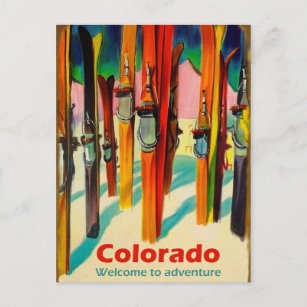 Le ski du Colorado sur la neige, carte postale voy