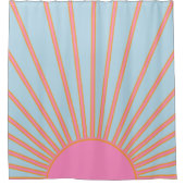 Le Soleil 02 Retro Zon Roze En Blauw Zonneschijn Douchegordijn (Voorkant)