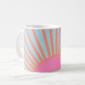 Le Soleil 02 Retro Zon Roze En Blauw Zonneschijn Koffiemok (Voorkant links)