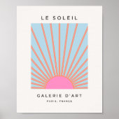 Le Soleil 02 Retro Zon Roze En Blauw Zonneschijn Poster (Voorkant)