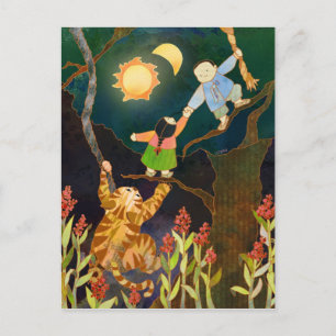 Le soleil et la lune : Carte postale Coréenne Folk