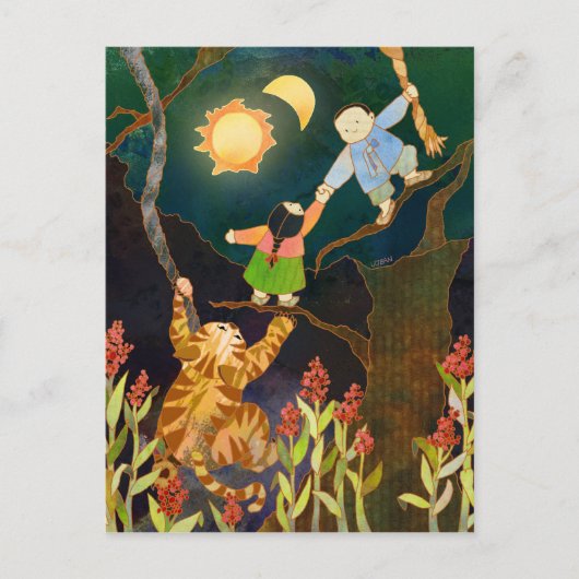 Le soleil et la lune : Carte postale Coréenne Folk (Devant)