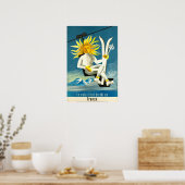 Le soleil fait du ski en France, affiche de ski (Cuisine)