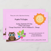 Le Soleil Souriant Rose Et Le Invitation Du Baby s (Devant / Derrière)