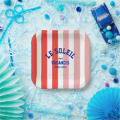 Le Soleil Vacances Franse Rivièra Cabana Stripe Papieren Bordje (Feest)