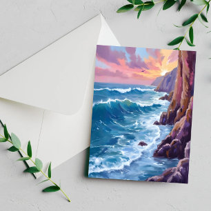 Le Souffle de l'Océan   Carte aquarelle du coucher