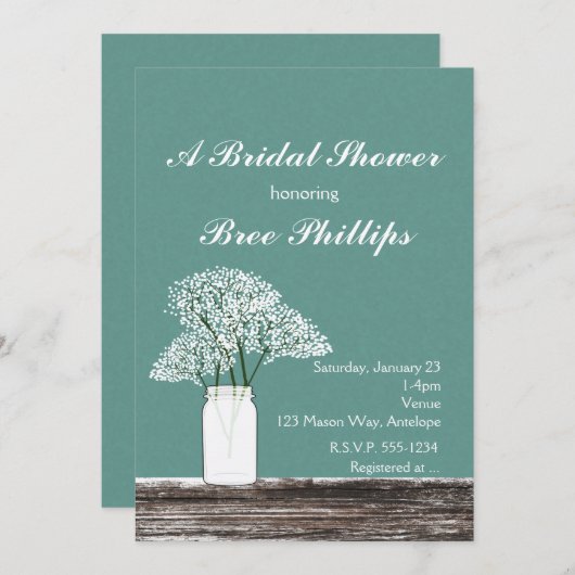 Le souffle du bébé dans Mason Jar Invitations rust (Devant / Derrière)