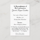 Le souvenir confirment la carte sainte de colombe (Dos)