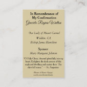 Le souvenir confirment la carte sainte de fille de (Dos)