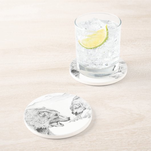 Le stand off - Dessous de verre de grès (Côté)