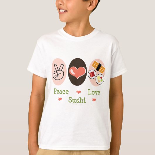 Le sushi d'amour de paix badine le T-shirt (Devant)