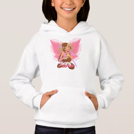 Le sweat - shirt à capuche des filles. Rose. Avec (Devant)