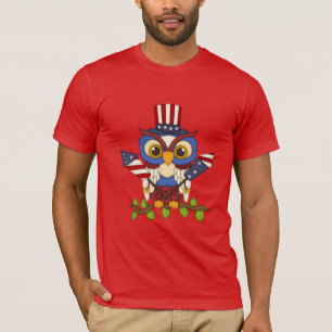 Le T-shirt de hibou des hommes patriotes de bande
