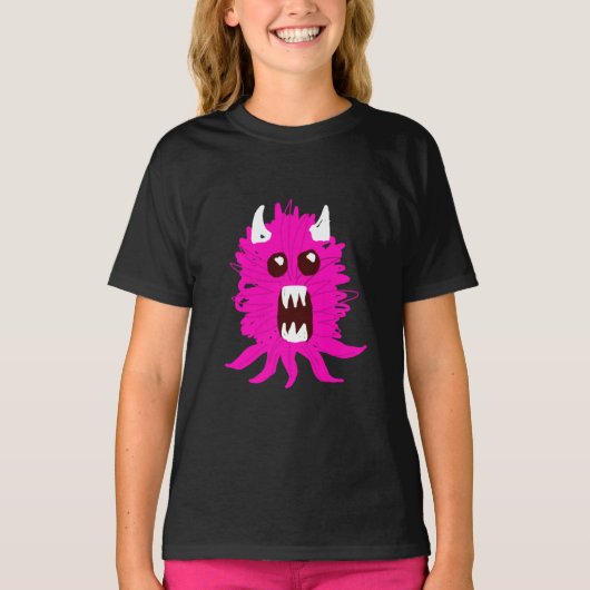 Le T-shirt de la fille rose de monstre (Devant)