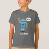 LE T-SHIRT DE L'ENFANT AVEC LE ROBOT ET LE NOM DE (Devant)