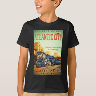Le T-shirt de l'enfant bleu de train de comète