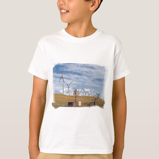 Le T-shirt de l'enfant bleu de vent (Devant)