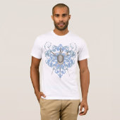 Le T-shirt d'épées de clôture des hommes bleus (Devant entier)