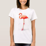 Le T-shirt des femmes : Aquarelle rose de Flamant<br><div class="desc">Le T-shirt des femmes : Peinture rose d'aquarelle de Flamant rose (blanche)</div>