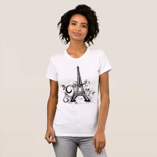 Le T-shirt des femmes comportant Tour Eiffel (Devant entier)
