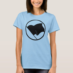 Le T-shirt des femmes de drapeau noir d'anarchiste