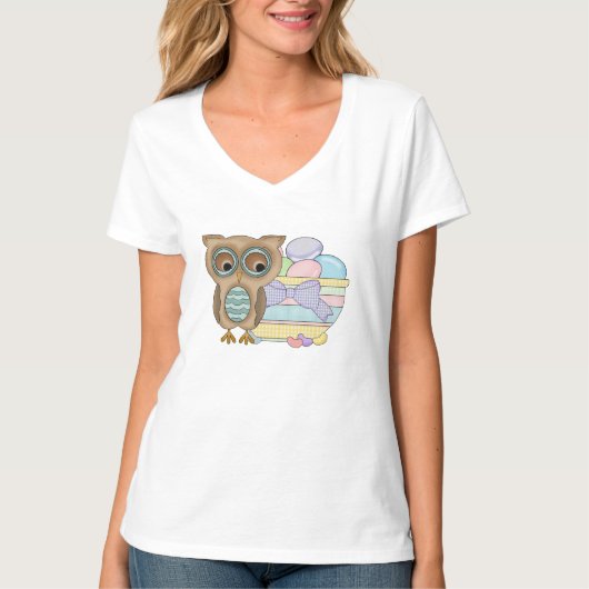 Le T-shirt des femmes de hibou de Pâques de bande (Devant)