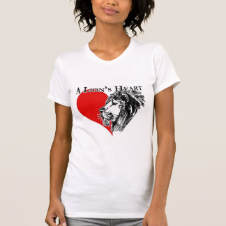 Le T-shirt des femmes de logo du coeur d'un lion
