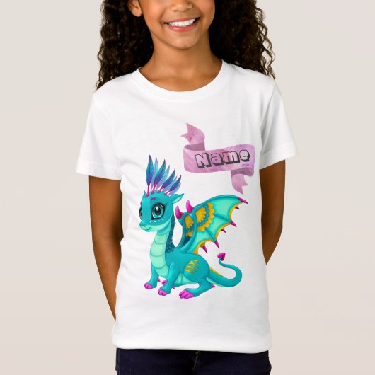 Le T-shirt des filles avec un dragon bleu (Devant)