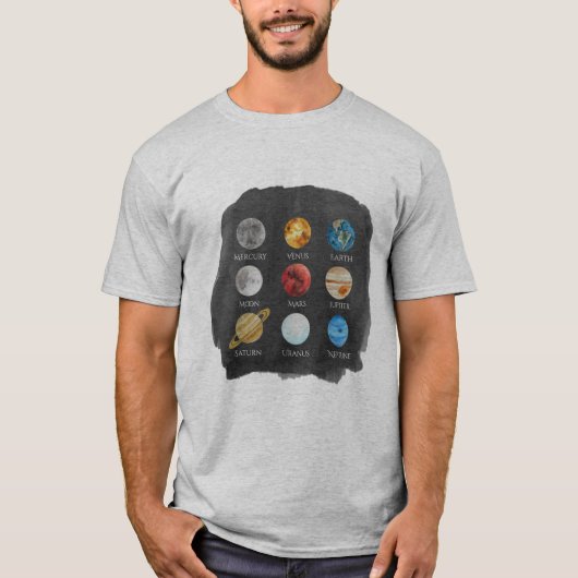 Le T-shirt des hommes d'aquarelle de système (Devant)