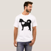 Le T-shirt des hommes de coeur de Malamute (Devant entier)